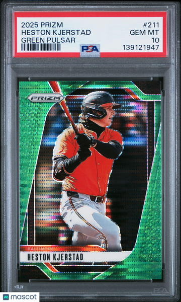 2025 Panini Prizm Heston Kjerstad #211 Green Pulsar PSA 10