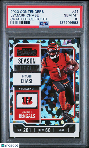 2023 Panini Contenders Ja'marr Chase #21 Cracked Ice Ticket PSA 10