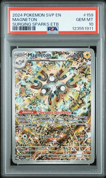 2024 Pokemon Scarlet and Violet Black Star Promo Surging Sparks Elite Trainer Box Magneton #159 PSA 10