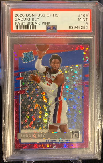2020-21 Panini Optic Saddiq Bey pink fast break 14/20 PSA 9🔥