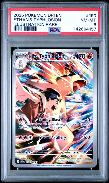 2025 Pokemon Scarlet and Violet Destined Rivals Illustration Rare Ethan's Typhlosion #190 PSA 8