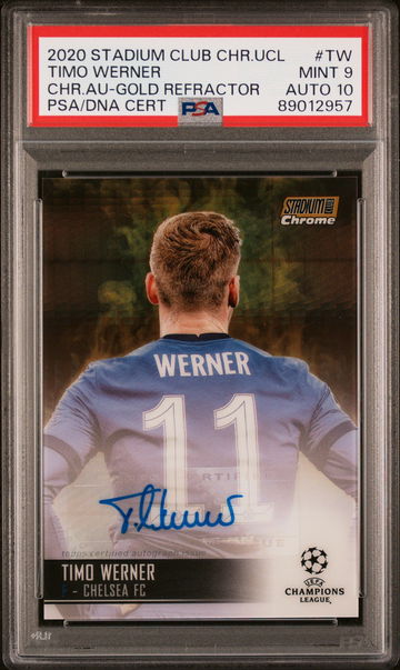 2020 STADIUM CLUB UEFA AUTOGRAPHS GOLD TIMO WERNER #TW PSA 9 AUTO PSA 10