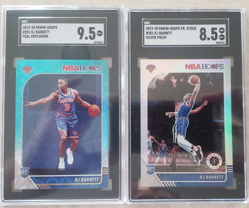 RJ Barrett RC LOT 2019 Hoops Teal Explosion & Hoops Premium Stock Silver Prizm SGC 9.5