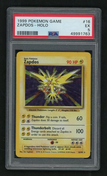 1999 Pokemon Base Set Holo Zapdos #16 PSA 5