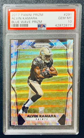 2017 Prizm Alvin Kamara Blue Wave Prizm RC /149 PSA 10 POP 14