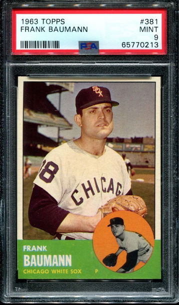 1963 TOPPS #381 FRANK BAUMANN WHITE SOX PSA 9