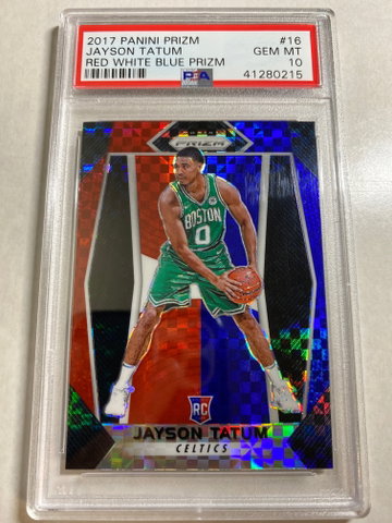 2017 PRIZM JAYSON TATUM PSA 10 #16 RED WHITE BLUE RWB RC