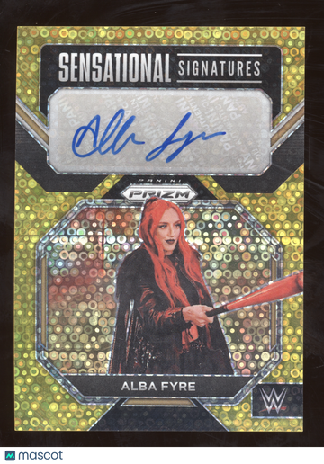 2023 Panini Prizm WWE Sensational Signatures Alba Fyre #SN-AFR Gold Under Card /10