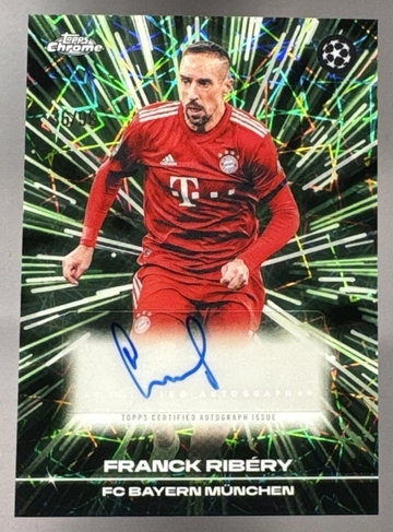 2025 Topps Chrome UCC Franck Ribery Black Lazer Auto Neon Green Refractor /99