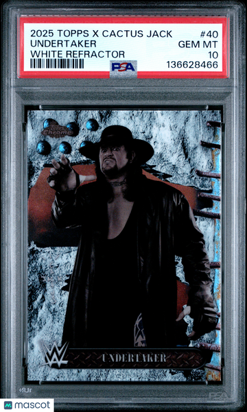 2025 Topps Chrome WWE X Cactus Jack Undertaker #40 White Refractor PSA 10
