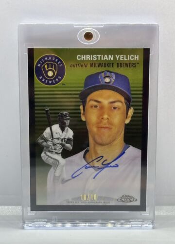 🔥2023 Topps Chrome Platinum CHRISTIAN YELICH #10/10 BLACK AUTO SSP BREWERS