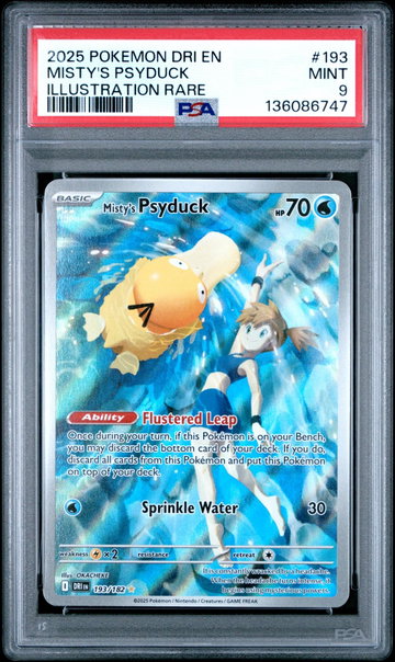 2025 Pokemon Scarlet and Violet Destined Rivals Illustration Rare Misty's Psyduck #193 PSA 9