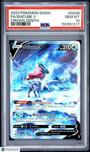 2023 Pokemon Sword And Shield Crown Zenith Suicune V #GG38 PSA 10