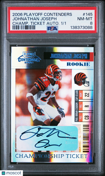 2006 Playoff Contenders Championship Ticket Johnathan Joseph #145 Champ. Autograph /1 PSA 8
