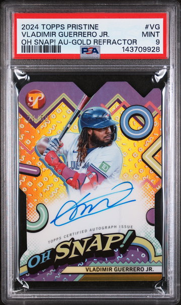 2024 Topps Pristine Oh Snap! Autographs Oh Snap! Au-Gold Refractor Vladimir Guerrero Jr. #VG /50 PSA 9