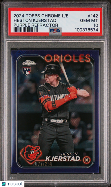 2024 Topps Chrome Logofractor Edition Heston Kjerstad #142 Purple Refractor /250 PSA 10