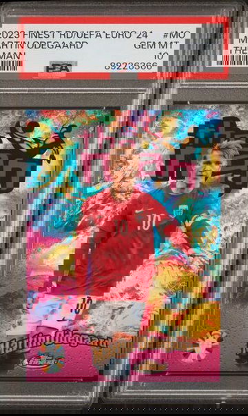 2023 TOPPS FINEST ROAD TO EURO 2024 MARTIN ODEGAARD THE MAN INSERT SP PSA 10