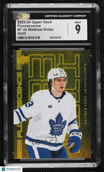 2023-24 Upper Deck Series 2 - Fluorescence - Gold Matthew Knies #F-38 Gold /150 Rookie Fluorescence CGC 9