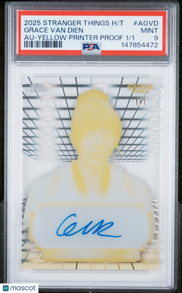 2025 Topps Stranger Things High Tek Autographs Grace Van Dien #AGVD Yellow Printer Proof PSA 9