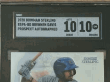 Graded 2020 Brennen Davis Baseball Trading Card SGC