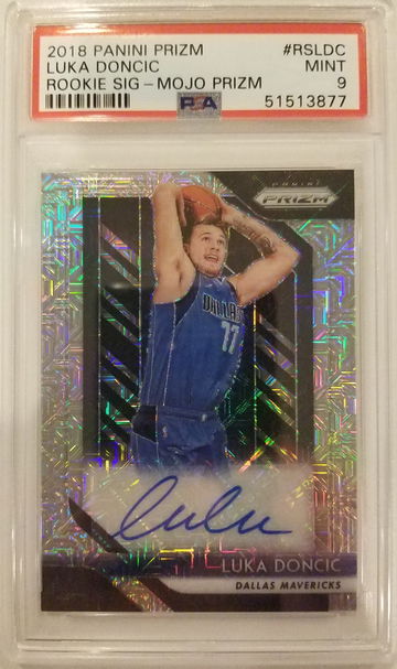 2018 Panini Prizm Luka Doncic Rookie Signature Mojo Auto /25 PSA 9
