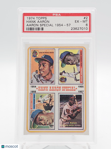 Hank Aaron 1974 Topps Baseball #2-Aaron Special 1954 57 PSA 6