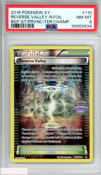 2016 POKEMON XY BREAKPOINT REVERSE VALLEY R FOIL #110 ST PRVNC TER CHAMP PSA 8