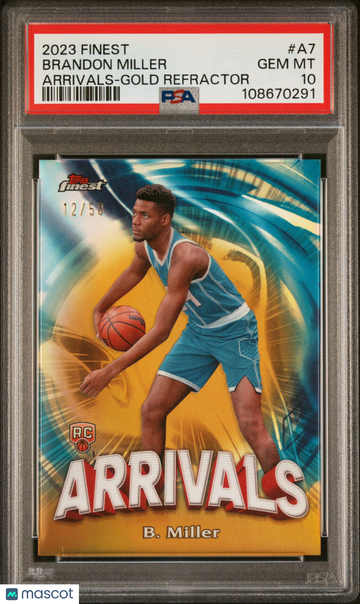 2023 Topps Finest Arrivals Brandon Miller #A7 Gold Refractor /50 PSA 10