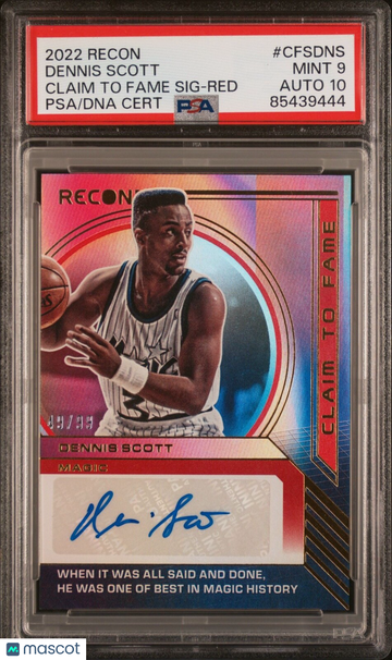 2022 Recon Dennis Scott #CFS-DNS Claim to Fame PSA 9 Panini Authentic Auto 10