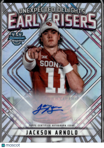 Jackson Arnold 2023 Bowman Chrome University Early Risers Auto /99 Oklahoma Sooners