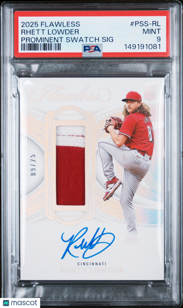 2025 Panini Flawless Prominent Swatch Signatures Rhett Lowder #PSS-RL /25 PSA 9