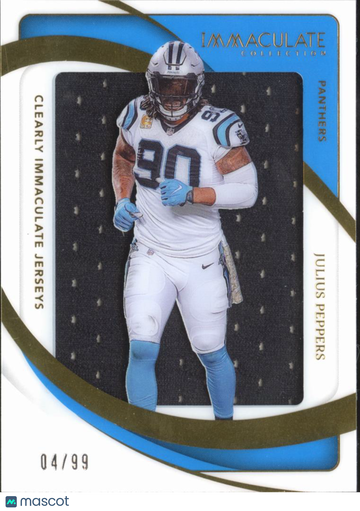 Julius Peppers 2024 Panini Immaculate Collection Clearly Immaculate Jerseys Memorabilia Jersey /99 Carolina Panthers