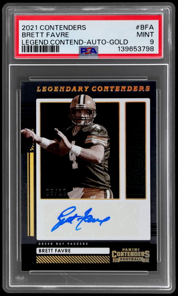 2021 Panini Contenders Brett Favre Legendary Contenders Autograph Gold PSA 9