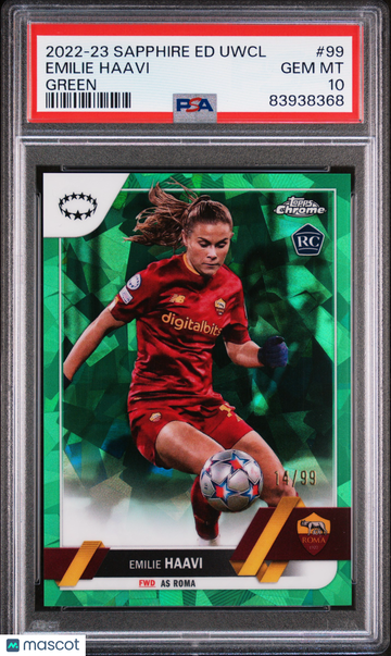2022-23 Topps Chrome Sapphire Edition UEFA Women's CL Emilie Haavi #99 Green PSA 10