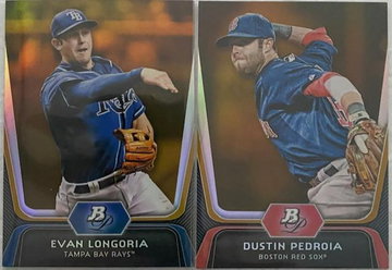Evan Longoria & Dustin Pedroia 2012 Bowman Platinum Gold Parallels