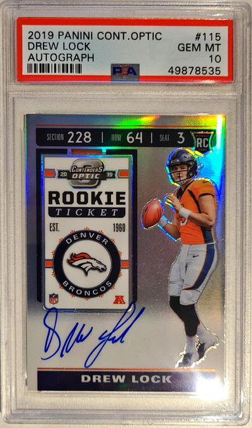Drew Lock Contenders Optic Autograph PSA 10