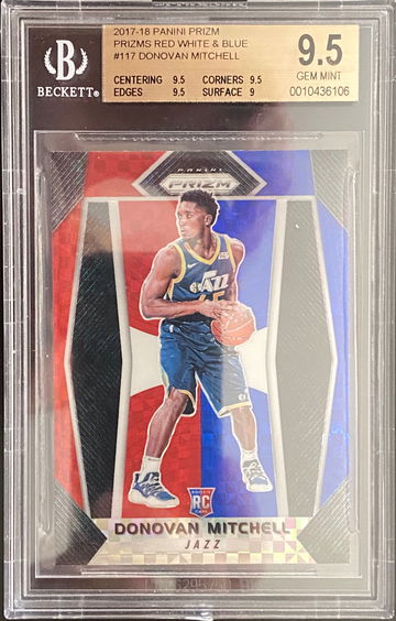 2017-18 Panini Prizm Red White & Blue Donovan Mitchell Rookie BGS 9.5