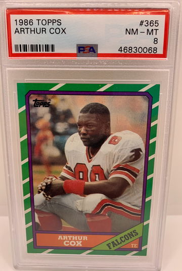 1986 TOPPS FOOTBALL #365 ARTHUR COX PSA 8 NM-MT ATLANTA FALCONS