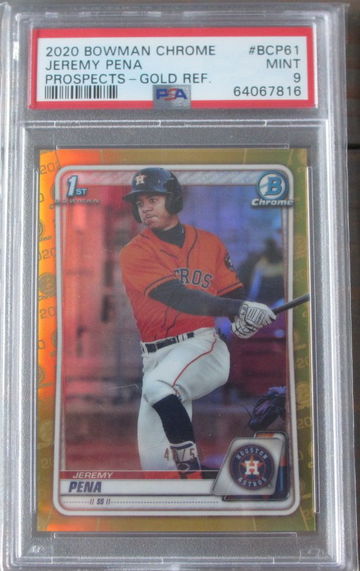 Jeremy Pena 2020 Bowman Chrome Gold Refractor #/50 PSA 9
