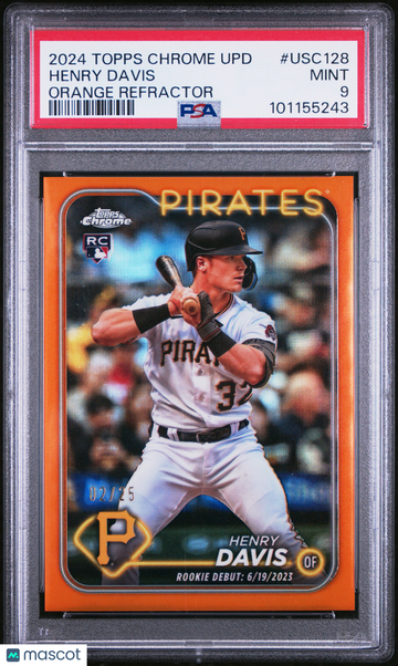 2024 Topps Chrome Update Henry Davis #USC128 Orange Refractor PSA 9