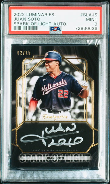 Juan Soto Spark of Light PSA 9 2022 Luminaries Silver Ink Black