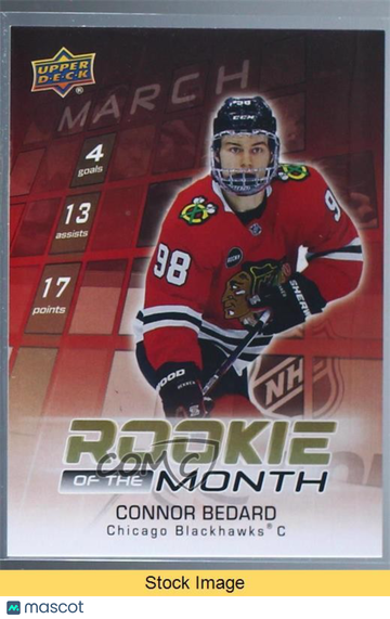 2023-24 Upper Deck Game Dated Moments - Rookie of the Month - Ach Connor Bedard #R-6 Achievement Rookie