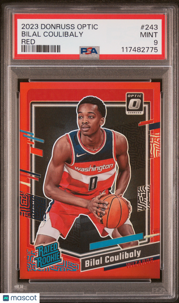 2023 Panini Donruss Optic Bilal Coulibaly Red 22/99 Rookie #243 PSA 9 Washington Wizards
