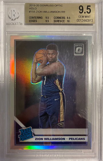 2019-20 Zion Williamson rated Rookie rr #158 optic holo 9.5 true gem + surface 10