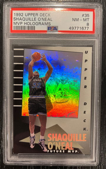 Shaquille O’Neal mvp hologram upper deck psa mvp psa 8 35