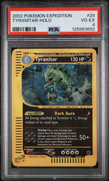 2002 Pokemon Expedition Holo Tyranitar #29 PSA 4