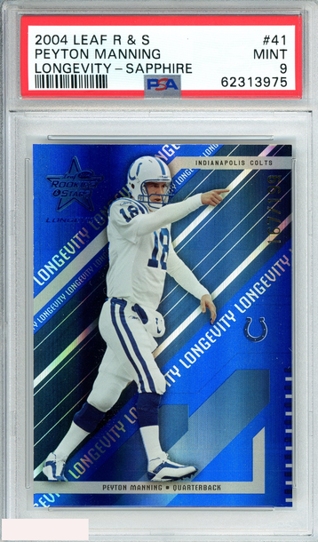 2004 LEAF R S PEYTON MANNING#41 LONGEVITY-SAPPHIRE 167 OF 199 POP 1! PSA 9