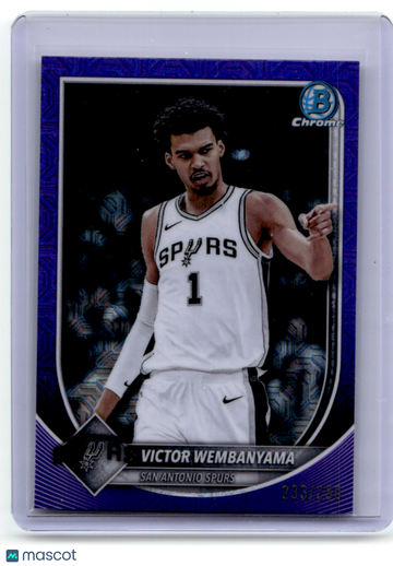 Victor Wembanyama 2025 Topps Bowman Chrome Purple Mojo Refractor 233/258 #BCV-143