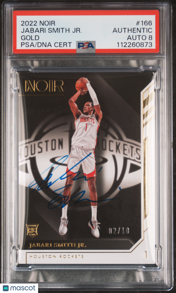 2022 Panini Noir Jabari Smith JR. #166 Gold /10 PSA A Auto 8