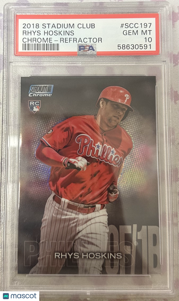 2018 Stadium Club Chrome Rhys Hoskins #SCC197 Refractor PSA 10